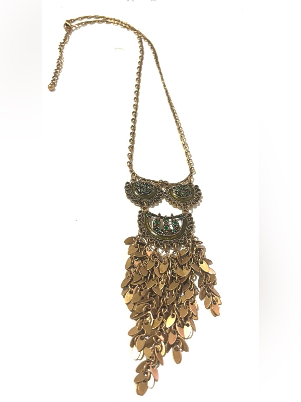 Vintage Gold-Tone Necklace with Green Accents - Women Jewelry